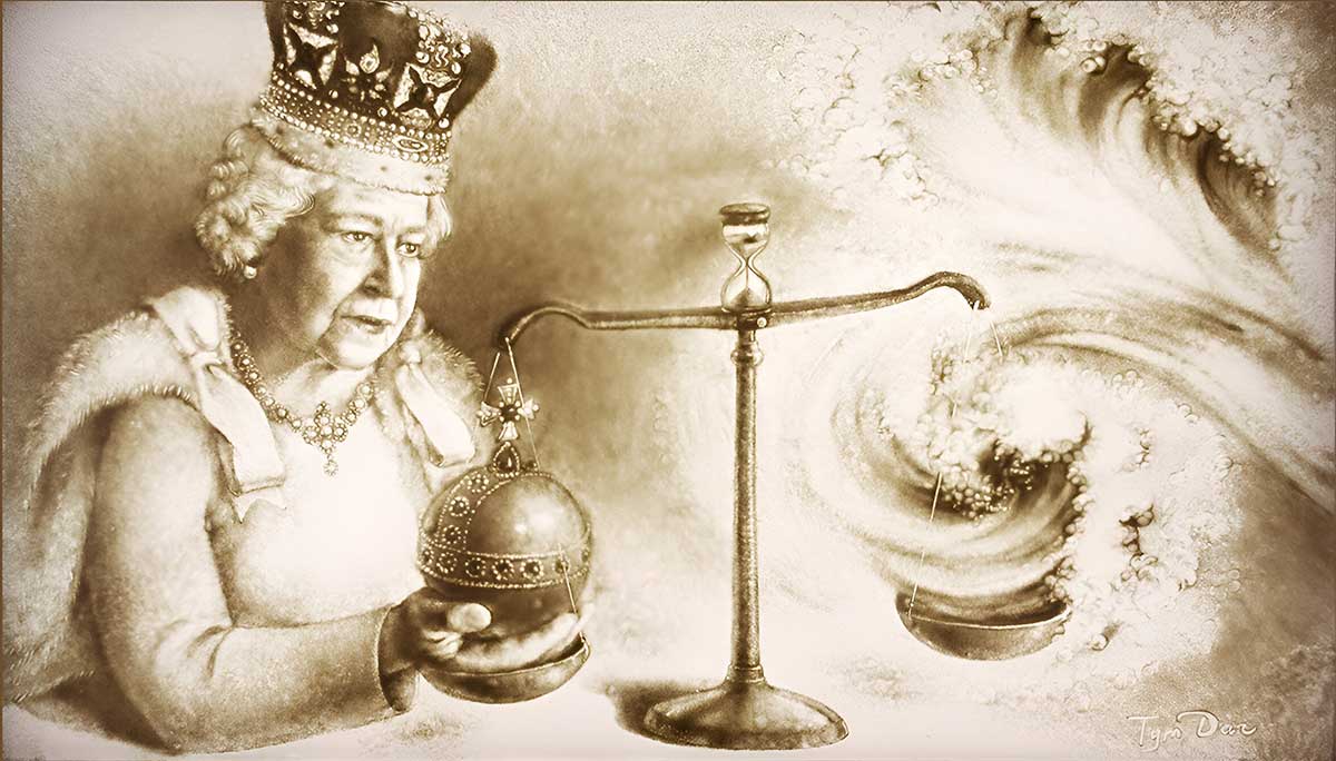 Portrait of Queen Elizabeth II, former monarch of the United Kingdom